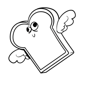 Bread cartoon black and white clipart