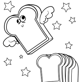 Bread cartoon drawing black and white vector