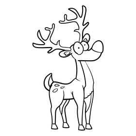 Deer cartoon black and white clipart