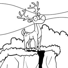 Deer cartoon drawing black and white vector