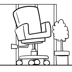 Chair cartoon drawing black and white vector