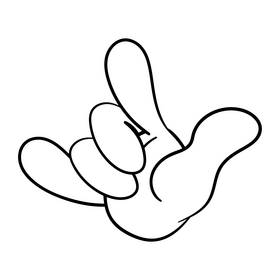 Hand cartoon black and white clipart