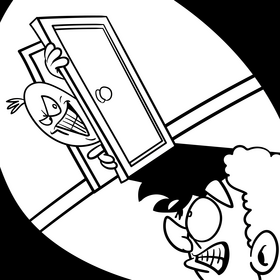 Door cartoon drawing black and white vector