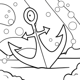 Anchor cartoon drawing black and white vector