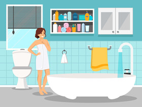 Beautiful girl taking a bath illustration vector