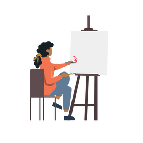 Woman painting on canvas clipart