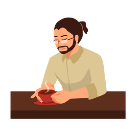 Man drinking a coffee clipart
