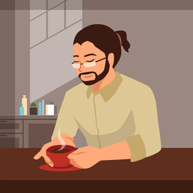 Man drinking a coffee stock illustration vector