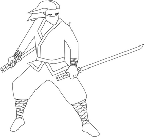 Ninja black and white clipart