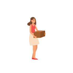 Woman holding a box clipart