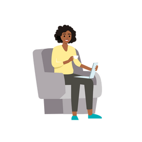 Woman working on laptop clipart