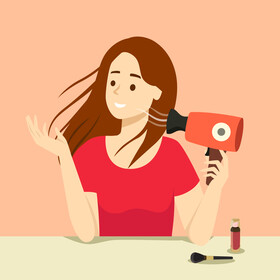 Young woman blowing hair stock illustration vector