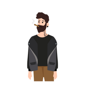 Man smoking with tattoo clipart