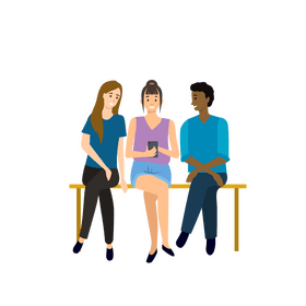 Showing phone to friends clipart