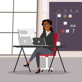 Business woman working hard vector