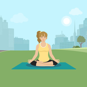 Woman meditation vector