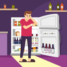 Man looking for beer vector