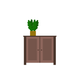 Side table with plant clipart