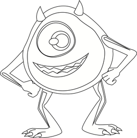 Mike Wazowski Monster Inc Black And White Clipart Free Download