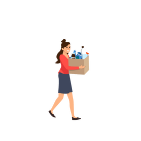 Woman holding box trash clipart