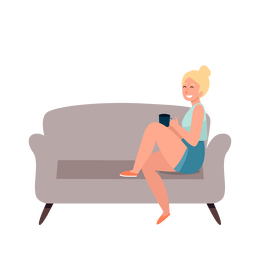 Woman sitting on the couch clipart