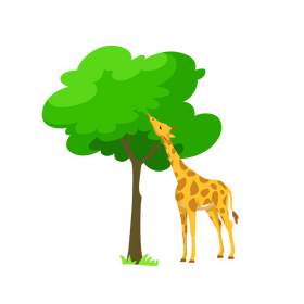 Giraffe eating tree clipart