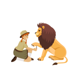 Lion and woman clipart