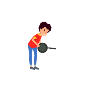 Boy holding pan clipart