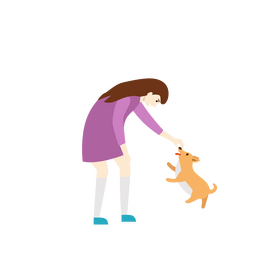 Woman with dog clipart