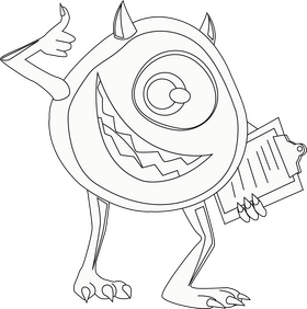 Mike Wazowski Monster inc black and white clipart