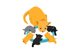 Cat and kittens clipart