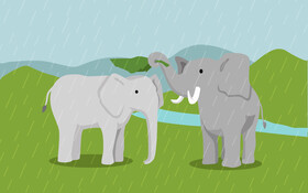 Cute elephants vector