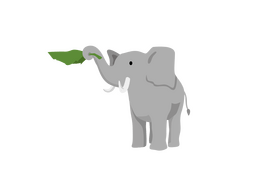 Elephant with leaf clipart