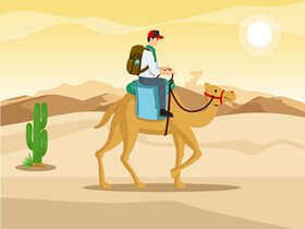 Travel in desert with camel vector