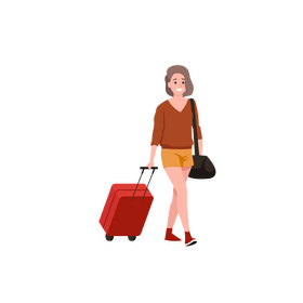 Woman with luggage clipart