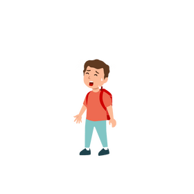 Tired boy hiking clipart