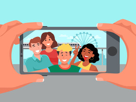 Friends traveling vector