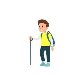 Boy tired hiking clipart