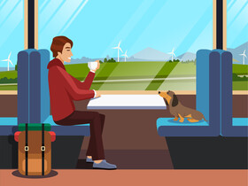 Train travel with a dog vector