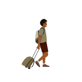 Walking man with luggage clipart