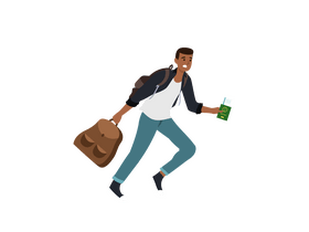 Passenger Running To Flight Boarding Gate clipart