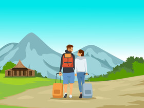 Couple traveling vector