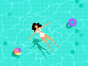 Woman relaxing pool vector