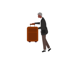 Old man with luggage clipart