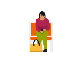 Woman waiting for flight clipart