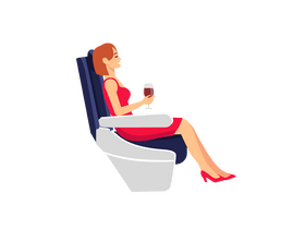 Woman drink in plane clipart