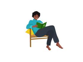Woman reading book clipart
