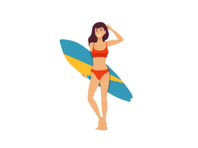 Woman surfing clipart