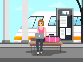 Waiting for the train vector