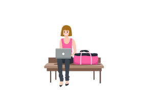 Woman with a laptop clipart